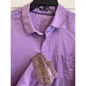 Bugatchi Button Up Shirt Men's 2X Tall Long Sleeve Purple Flip Cuff‎ Classic Fit